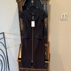 Ted Baker Elegant Black Midi Dress with Gold Accents